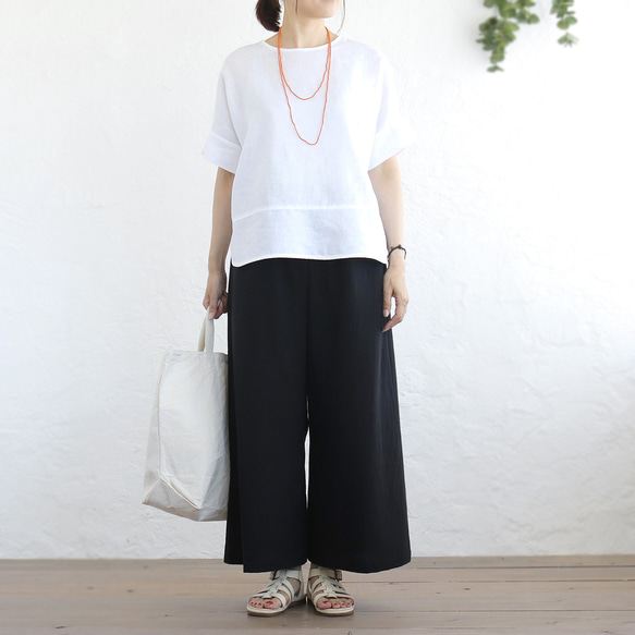 涼やかな、理想のパンツ。東炊きコットンリネンのワイドパンツ（ブラック）PT11 5枚目の画像