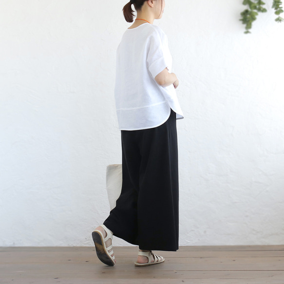 涼やかな、理想のパンツ。東炊きコットンリネンのワイドパンツ（ブラック）PT11 7枚目の画像