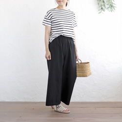 涼やかな、理想のパンツ。東炊きコットンリネンのワイドパンツ（ブラック）PT11 4枚目の画像