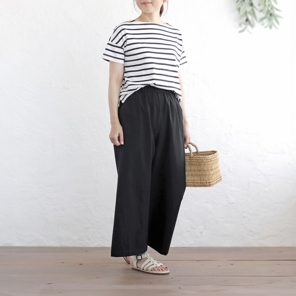 涼やかな、理想のパンツ。東炊きコットンリネンのワイドパンツ（ブラック）PT11 4枚目の画像