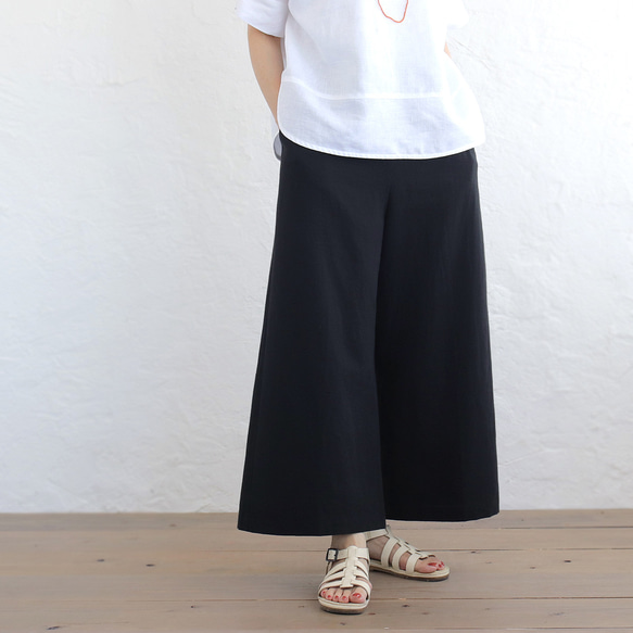 涼やかな、理想のパンツ。東炊きコットンリネンのワイドパンツ（ブラック）PT11 12枚目の画像