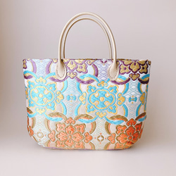 【SALE】ｸｰﾎﾟﾝｺｰﾄﾞ【HBfMnV】入力で6900円→5865円に！刺繍が美しい西陣織の切替えミニバッグ 2枚目の画像