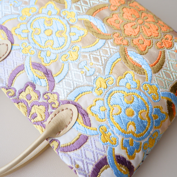 【SALE】ｸｰﾎﾟﾝｺｰﾄﾞ【HBfMnV】入力で6900円→5865円に！刺繍が美しい西陣織の切替えミニバッグ 8枚目の画像