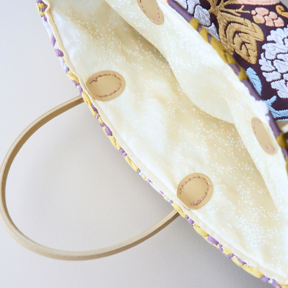 【SALE】ｸｰﾎﾟﾝｺｰﾄﾞ【HBfMnV】入力で6900円→5865円に！刺繍が美しい西陣織の切替えミニバッグ 6枚目の画像