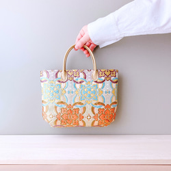 【SALE】ｸｰﾎﾟﾝｺｰﾄﾞ【HBfMnV】入力で6900円→5865円に！刺繍が美しい西陣織の切替えミニバッグ 7枚目の画像