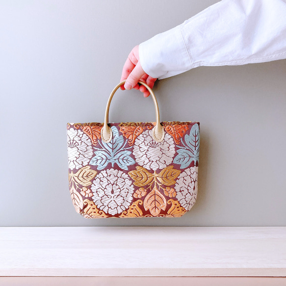 【SALE】ｸｰﾎﾟﾝｺｰﾄﾞ【HBfMnV】入力で6900円→5865円に！刺繍が美しい西陣織の切替えミニバッグ 10枚目の画像