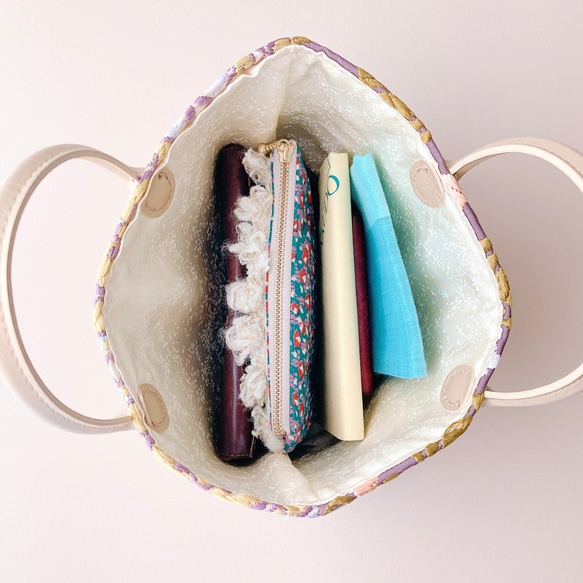 【SALE】ｸｰﾎﾟﾝｺｰﾄﾞ【HBfMnV】入力で6900円→5865円に！刺繍が美しい西陣織の切替えミニバッグ 14枚目の画像