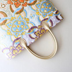 【SALE】ｸｰﾎﾟﾝｺｰﾄﾞ【HBfMnV】入力で6900円→5865円に！刺繍が美しい西陣織の切替えミニバッグ 4枚目の画像
