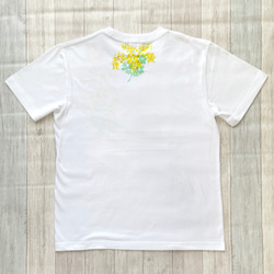 小枝ミモザ柄手描きTシャツ ミモザを一輪手描き描いたTシャツ 12枚目の画像