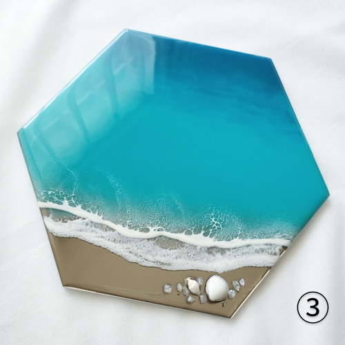 レジンアート海 送料無料】輝く海のアート（21×18㎝）シーブルー 海レジン