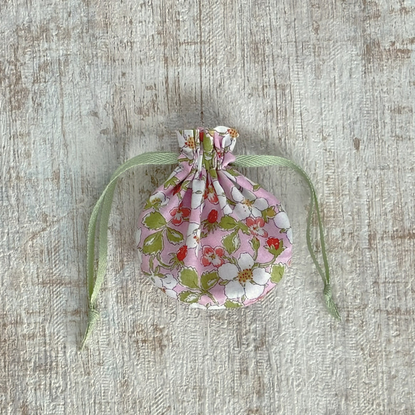 ★再販★【SSS】LIBERTY　とっても小さな巾着袋 「ペイザンヌ（ピンク）」 5枚目の画像