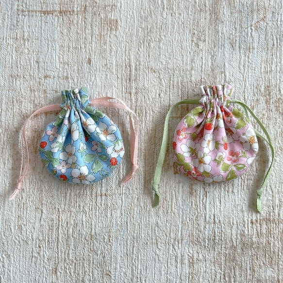 ★再販★【SSS】LIBERTY　とっても小さな巾着袋 「ペイザンヌ（ピンク）」 9枚目の画像