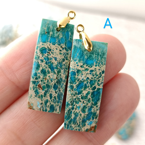 天然石☆鮮やかブルー☆シーセディメントジャスパーのピアス14kgf 9種から選べる】海を閉じ込めた ブルーシーセディメント