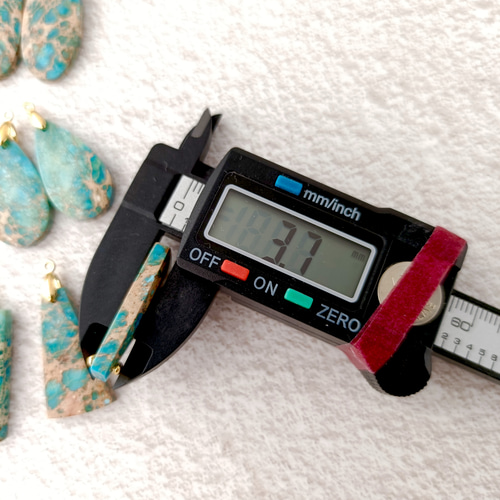 天然石☆鮮やかブルー☆シーセディメントジャスパーのピアス14kgf