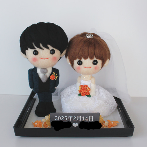 ウェディング ビスクドール ジュモー ウェルカムスペース 結婚 幸せを運ぶ人形 受注製作 幸せを運ぶウェディングフェルトドール 中サイズ ケース入り