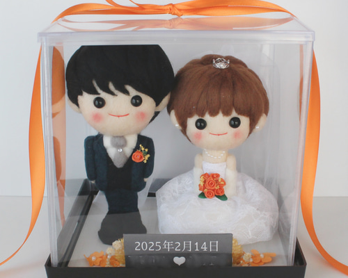 受注製作 幸せを運ぶウェディングフェルトドール 中サイズ ケース入り