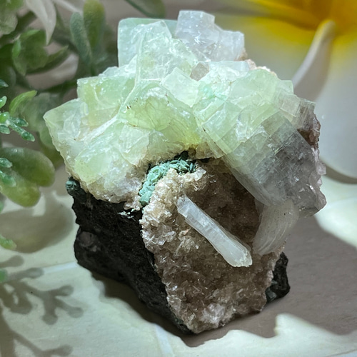 天使の水晶✨ レインボー グリーンアポフィライト 原石 魚眼石 スチル