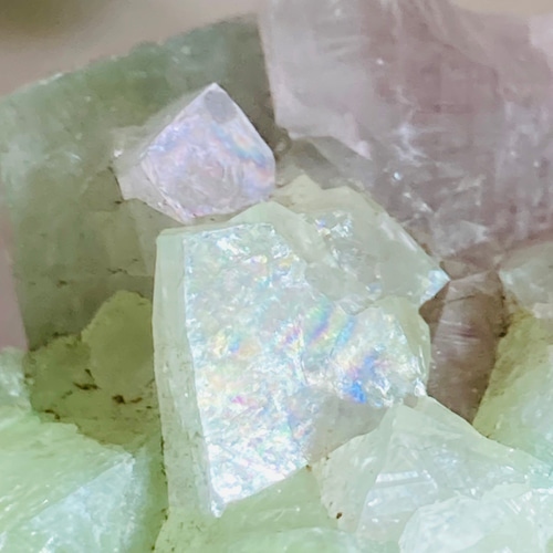 天使の水晶✨ レインボー グリーンアポフィライト 原石 魚眼石 スチル