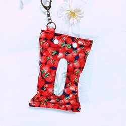 ✨SUMMER SALE✨ いちご系生地・インド刺繍リボン *布小物5点セット* 6枚目の画像