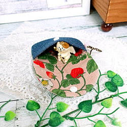 ✨SUMMER SALE✨ いちご系生地・インド刺繍リボン *布小物5点セット* 10枚目の画像