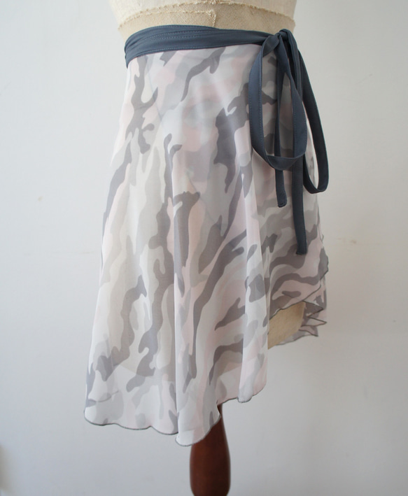 バレエ　ラップスカート[カモフラージュ・パステル40-110] U083 camo pastel 5枚目の画像
