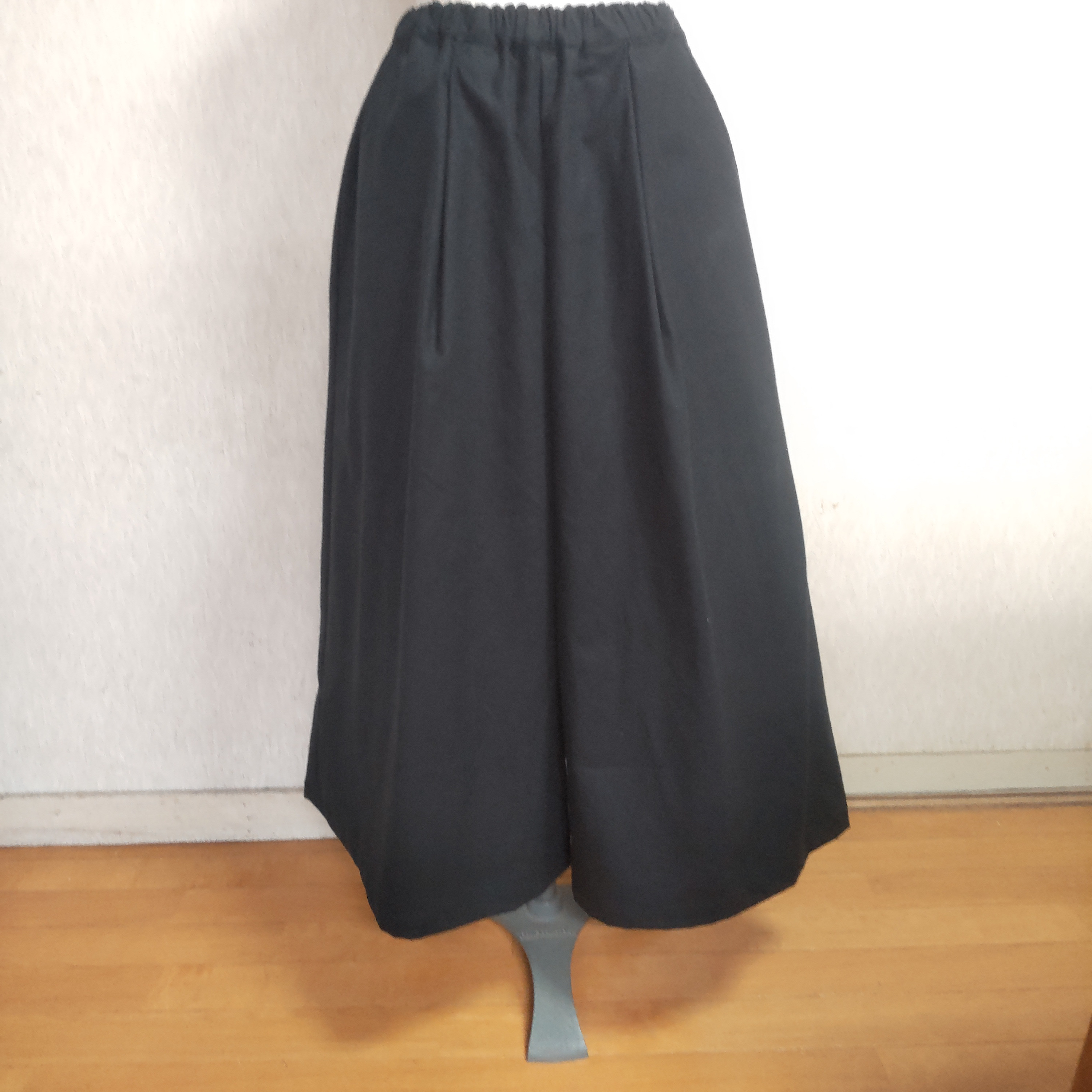 コットンリネン ガウチョパンツ  ワイドパンツ  フレアーパンツ  綿麻  ブラック  黒  フリーサイズ