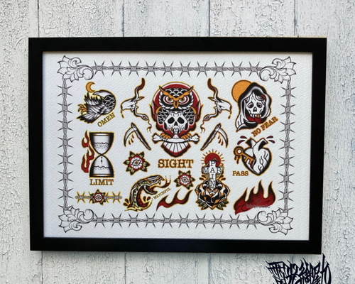 タトゥーデザイン　アートフレーム　トラディショナル　tattoo flash 0155924453c7acde31cfb6bbd61d82