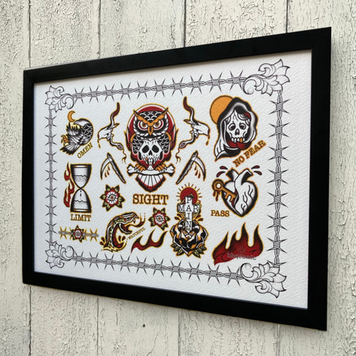尾九 タトゥーアート アメトラ tattoo flash A4サイズ 簡易