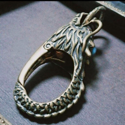 高品質　真鍮　ドラゴン　龍　キーホルダー　キーフック　ターコイズ　メンズ　アクセサリー 3枚目の画像