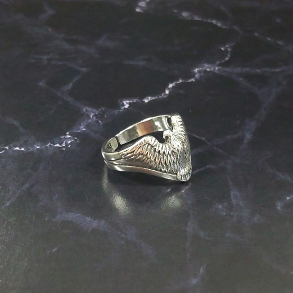 刻印入り　silver925 メンズ　銀　指輪　メキシカンジュエリー　ワシ　フリーサイズ　ハンドメイド 4枚目の画像