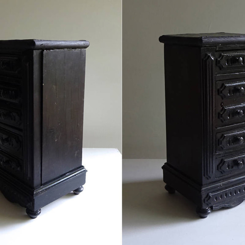 1800年末-1900年初期 フランス 漆黒 チェスト 引出 西洋家具