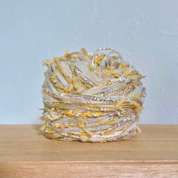 引き揃え毛糸玉*sunflower yellow ×ブルーグリーンボンボン 毛糸