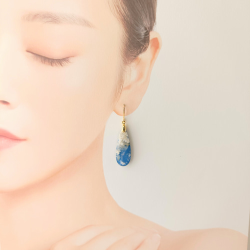 選べる】晴れ渡る空 プルームアゲート 耳飾り ピアス（フック