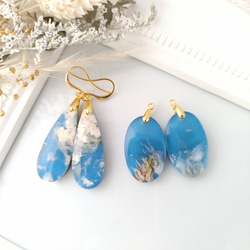 選べる】晴れ渡る空 プルームアゲート 耳飾り ピアス（フック