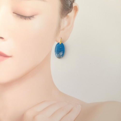 選べる】晴れ渡る空 プルームアゲート 耳飾り ピアス（フック