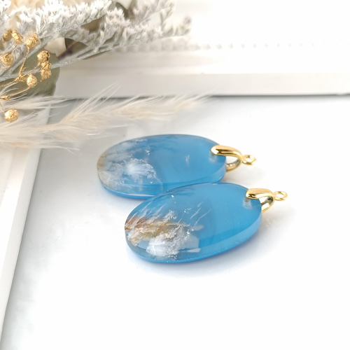 選べる】晴れ渡る空 プルームアゲート 耳飾り ピアス（フック