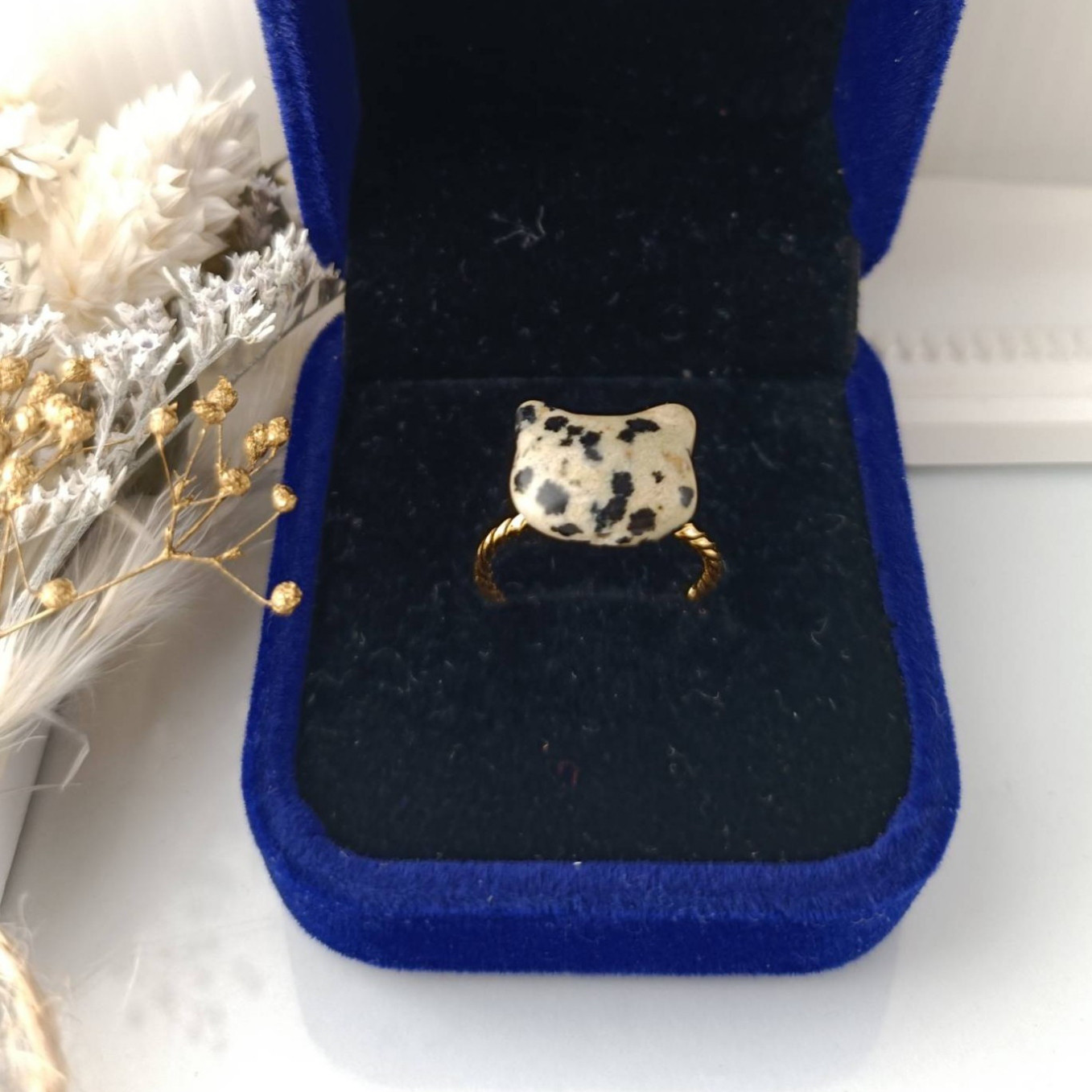 【猫】ダルメシアンジャスパー フリーサイズリング