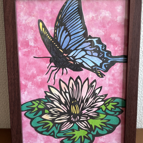 蝶々の止まり花 切り絵 タンザナイト 通販 19513832｜Creema