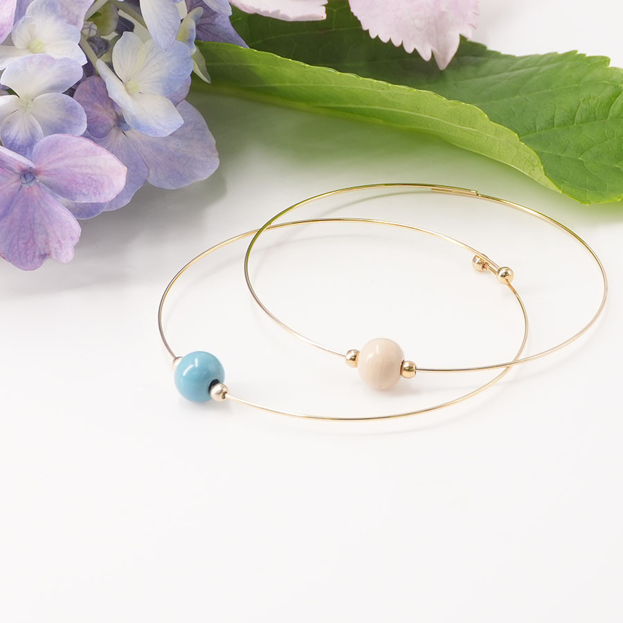 ＊夏のひんやりセット2025＊輪島でうまれた うるしのブレスレット：白＆水色