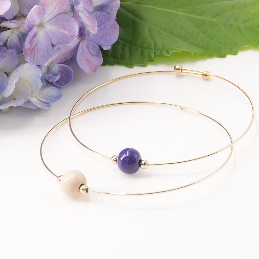 ＊夏のひんやりセット2025＊輪島でうまれた うるしのブレスレット：白＆紫