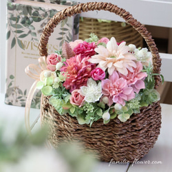 造花ギフト｜ガーベラがかわいい｜造花アレンジ｜フラワーギフト｜誕生日 開店祝 退職祝い｜花ギフト｜お見舞い花かご 7枚目の画像