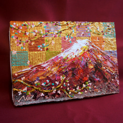 *一点モノ再販ナシ【富士山】赤富士 小さめ絵画 ゴールド 風水 ギフト インテリア ヒーリングアート 玄関 リビング 2枚目の画像