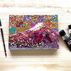 *一点モノ再販ナシ【富士山】赤富士 小さめ絵画 ゴールド 風水 ギフト インテリア ヒーリングアート 玄関 リビング 5枚目の画像