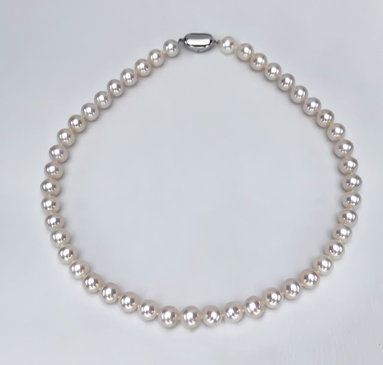 【La Corser】天然オーロラ淡水真珠 5.5-8.3mm アコヤ海水真珠ネックレス 天上級の明るいラウンドパール 上品な雰