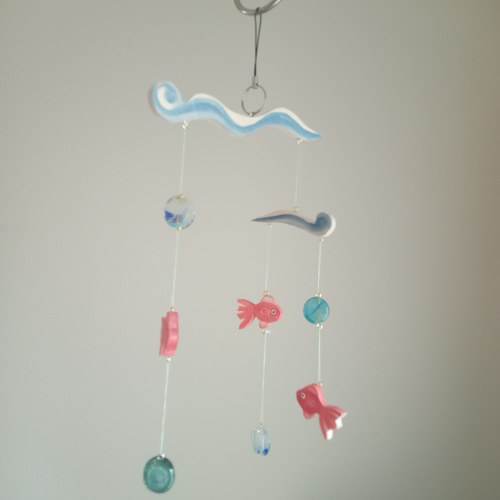 金魚がスイスイ モビール ガラス おはじき 昭和レトロ 夏 きんぎょ