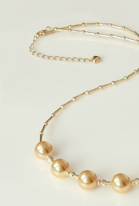 【La Corser】スターライト 8-11mm 南洋ゴールドパールネックレス 18Kゴールド スマイルデザイン 天然海水パール