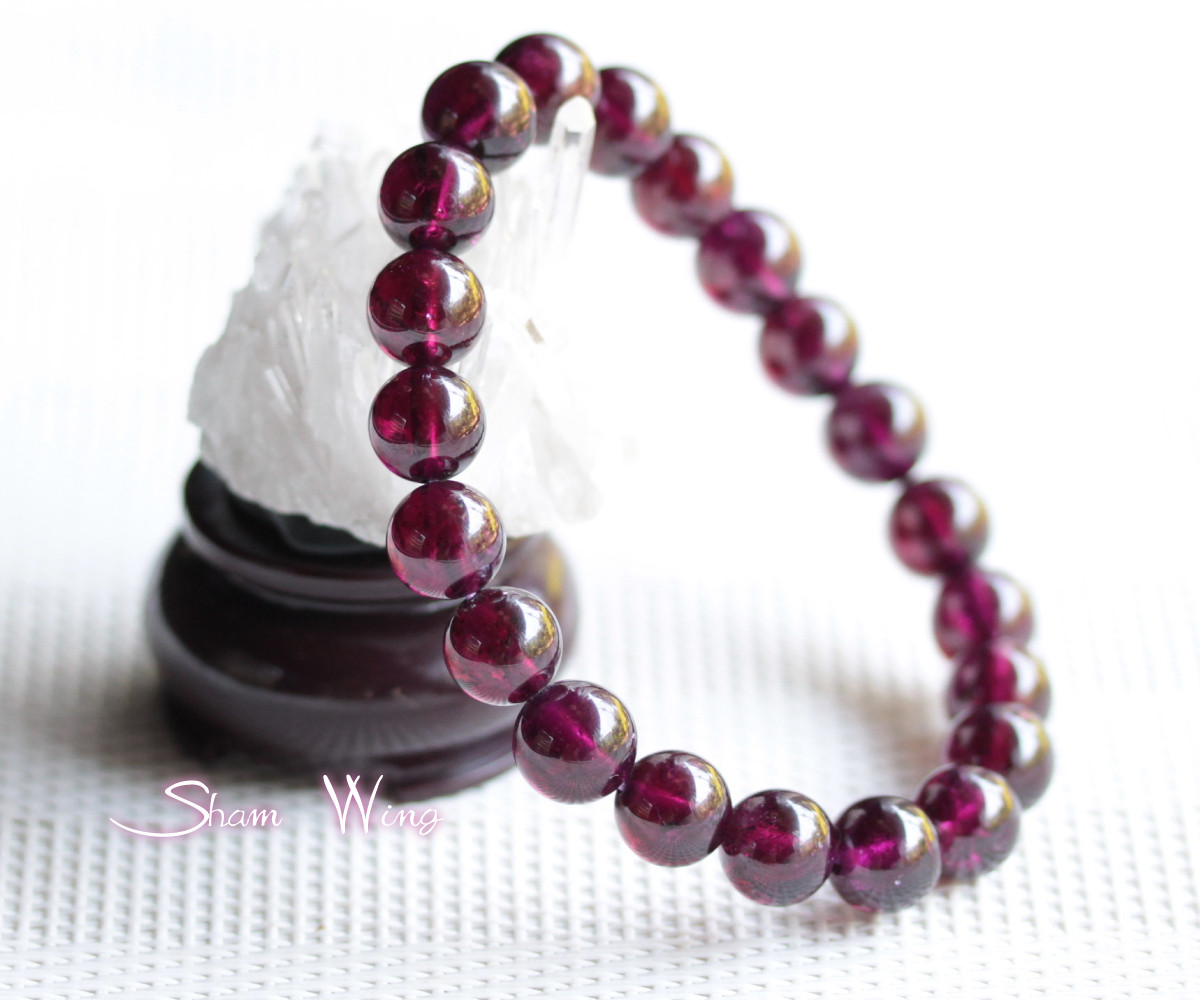 高品質ロードライトガーネット約8.8～9.1mmブレスレット✿天然石