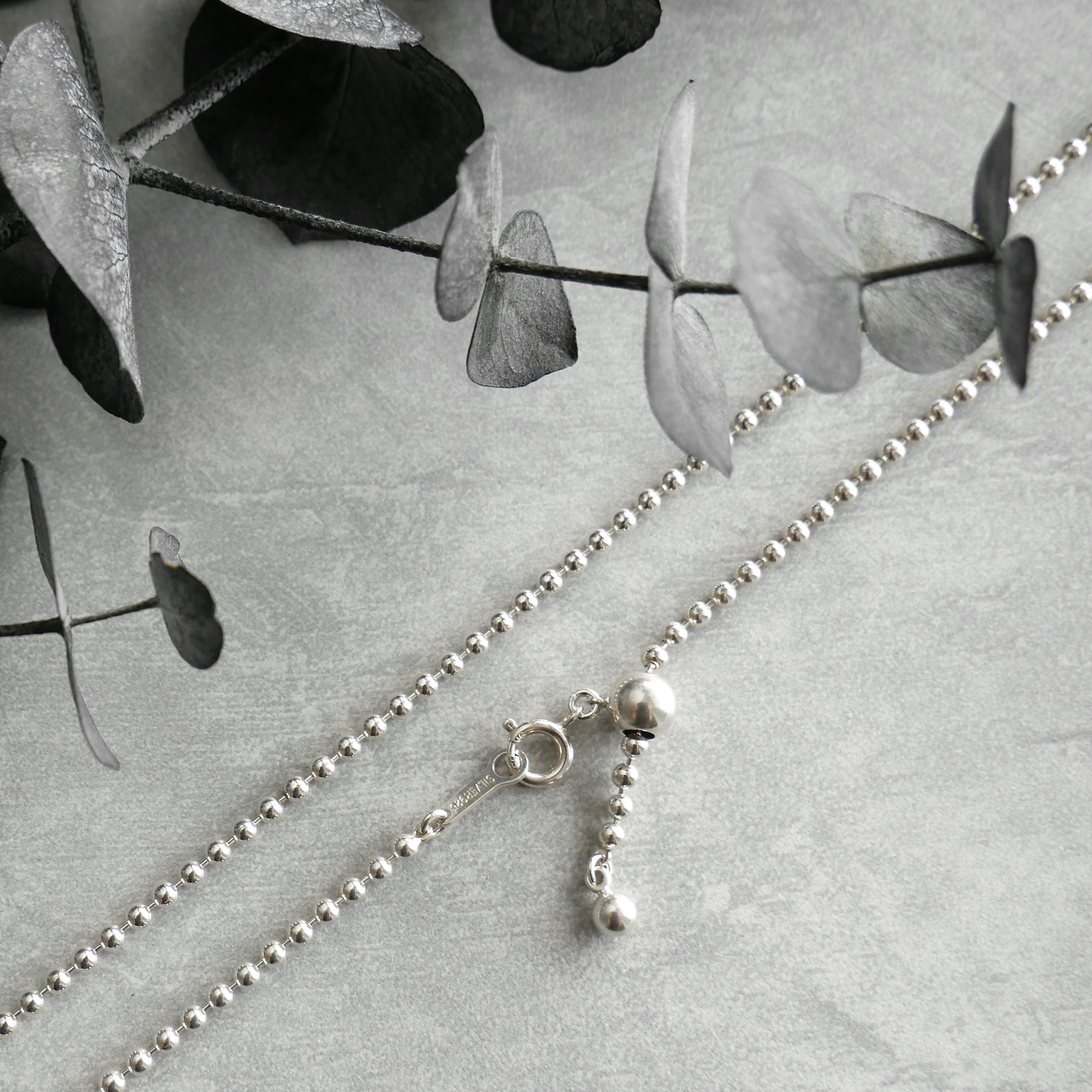 【再販】スライド式ネックレス　ボールチェーン / silver　NC003