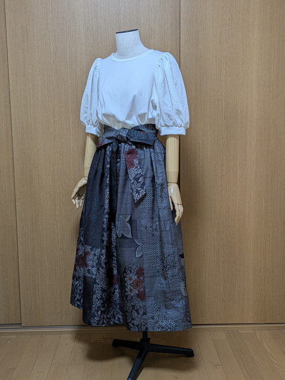 低 価格 通販ファッション - 着物リメイク シンプル 藍色系 大島