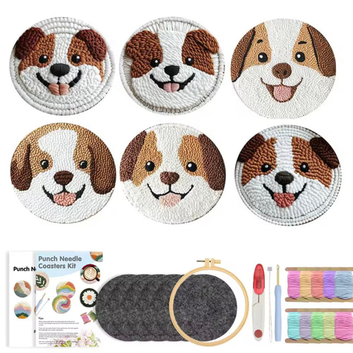 アンティークキルト＆アニマル刺繍♡ハンドメイド·͜· ♡ 選べる5デザイン！ハンドメイド初心者に◎フルセット！アニマルパンチ